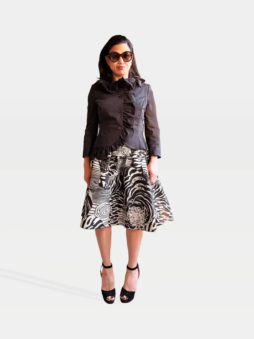 Simon Rocha Black Ruffled Jacket and No.21 Printed Skirt